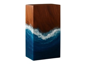 Handcrafted Rosewood Cremation Urn Ocean Wave Resin Inlay for human shes medium size 9x5.5 inches urn <b>box</b> - Product Image 1