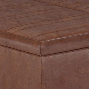 Ellis Distressed Saddle Brown Coffee Table <b>Storage</b> Ottoman <b>Stools</b> & Ottomans - Product Image 2