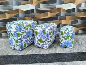 Neceser de Maquillaje Floral de 3 Piezas, Multicolor, Unisex, de Algodón, Organizador de Cosméticos Hecho a Mano, Bolsas de Capacidad Pequeña, Mediana y Grande - Product Image 5