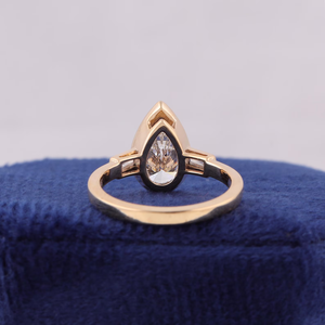 Women's Pear Cut Diamond Engagement Ring WHITE Gold Bezel Setting Classic Style - Product Image 4