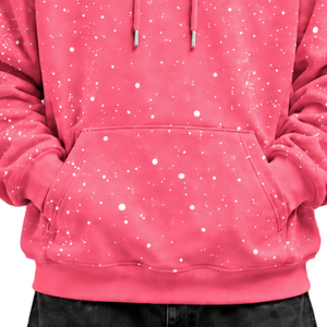 เสื้อฮู้ดดี้ผู้ชายสีชมพูร้อนพิมพ์ลายจุดสีขาวทรงโอเวอร์ไซส์ลำลองแขนยาวมีเชือกผูกฮู้ดกระเป๋าจิงโจ้สไตล์สตรีทแวร์ - Product Image 6