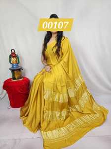 Sari Tradicional Indio de Seda Bandhani para Mujer, Teñido a Mano, Tejido Étnico Suave, para Fiestas, Bodas, Diwali y Eventos Festivos - Product Image 5