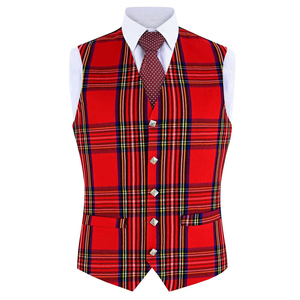Chaleco de tartán para hombre, elegante chaleco a cuadros, corte ajustado, formal, informal, para negocios, bodas, fiestas, sin mangas. - Product Image 1