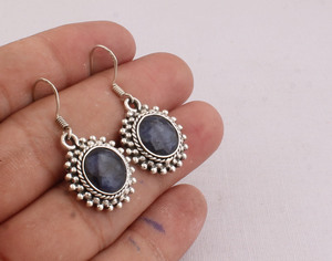 Handcrafted Vintage Black Onyx <b>Earrings</b> Natural Stone <b>Dangle</b> <b>Earring</b> Boho Style 925 <b>Silver</b> Plated Jewelry Wholesaler - Product Image 2