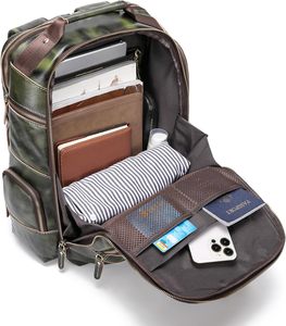 Full Grain <b>Leather</b> <b>Backpack</b> for Men 15.6 Inch <b>Laptop</b> Camping Travel Rucksack - Product Image 6
