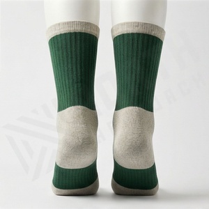 Green Crew <b>Socks</b> Solid Color Ribbed Knitted Breathable Casual Wear for Adults - Product Image 2