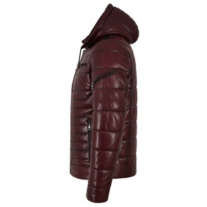 Veste en cuir pour hommes, nouveau style de veste en cuir matelassé avec veste en cuir à capuche détachable - Product Image 3