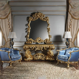 Juego de Sofás Seccionales Tapizados de Madera Francesa de Lujo, Tallados a Mano, para Sala de Estar de Apartamento o Villa - Product Image 4