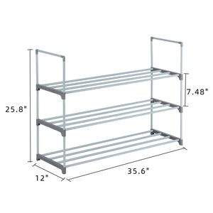 Scarpiera a 3 livelli in MDF, scaffale portaoggetti salvaspazio dal design semplice per camera da letto, ingresso, corridoio, armadio, colore grigio RT - Product Image 6