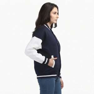 Blousons universitaires décontractés pour femmes, style streetwear cool, col montant, en toile, pour l'hiver, personnalisables, variés, unisexe - Product Image 2