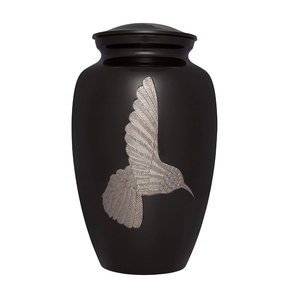 Urnas de cremación miniatura de metal hechas a mano para cenizas humanas, urna funeraria de recuerdo con esmalte azul cielo claro y presentación de terciopelo de lujo. - Product Image 2