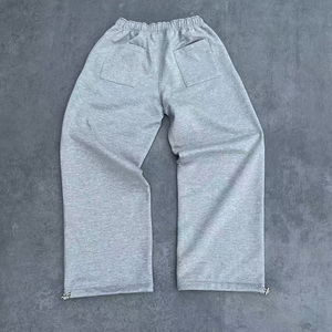 Men's Slim Fit Lightweight Corduroy Lined Sweatpants <b>Elastic</b> Waist Button Decoration Wide Straight Leg Casual Vintage Flat - Product Image 4