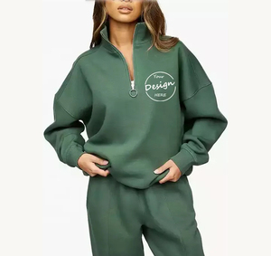 Autumn Winter <b>Women</b> <b>Quarter</b> <b>Zip</b> Half <b>Zip</b> Knitted Fleece <b>Sweatshirt</b> Breathable Quick Dry 100% Cotton Loose Fit Casual Streetwear - Product Image 6