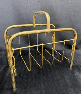 Porte-revues en fil métallique finition or, support de rangement vintage avec poignée, porte-revues en laiton - Product Image 2