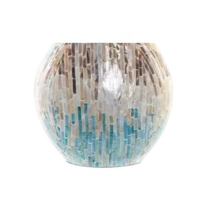 Handmade Ceramic Tabletop Vase With Mother Of Pearl Mosaic Design Contemporary Round Glossy Finish For Floral Display - Product Image 3