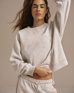 เสื้อสเวตเชิ้ตครอปผู้หญิง ผ้าฝ้ายฟลีซคุณภาพสูง คอกลม พรีเมียม - Product Image 3
