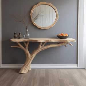 Console en bois de récupération, table murale raffinée, table d'entrée en bois artisanal, meuble console rustique style ferme, unique pour la maison - Product Image 1