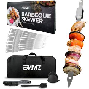 Set da 10 Spiedini per Griglia in Acciaio Inossidabile Rimovibili da 42 cm, Piatti in Metallo per BBQ-Koo con Borsa per la Conservazione, per Kebab e Shish Kebab - Product Image 4