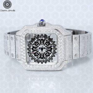 Montre carrée de luxe Charm_Jewells en acier inoxydable, cadran analogique, cristal saphir, mouvement mécanique pour homme, 40 mm, date automatique - Product Image 1