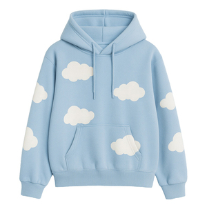 Shan Apparel Women's Light Blue 100% Cotton Eco-Friendly Casual Knitted Hoodie Sweatshirt with Pockets Regular Fit Summer Wear - Product Image 6