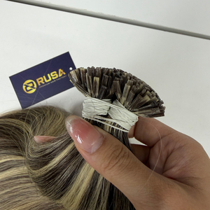 Extensions de cheveux vierges vietnamiennes en kératine avec pointes, couleur foncée, super double drawn, longueurs de 10 à 32 pouces - Product Image 2