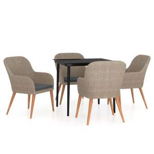 Conjunto de Comedor de Jardín de Ratán para 4 Personas, Muebles de Exterior con Cojines, Diseño Contemporáneo para Entretenimiento en el Jardín - Product Image 4