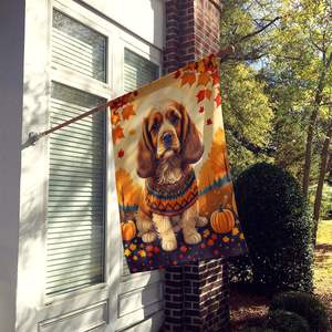 Cocker Spaniel gran poste de porche decorativo patio Banner Multicolor poliéster casa tamaño pared colgante ilustraciones otoño casa bandera - Product Image 2