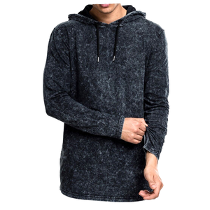 <b>Mens</b> Acid Wash Hoodie Vintage Fade <b>Pullover</b> Sweatshirt Oversized Streetwear Casual Relaxed Hooded Top - Product Image 1