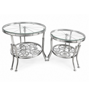 Industrial Metal Coffee <b>Table</b> With Gear Design Tempered Glass <b>Top</b> Modern Living Room Furniture - Product Image 4