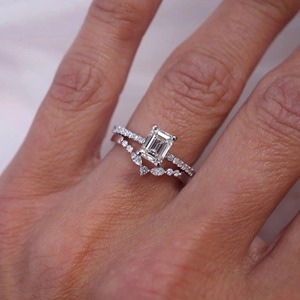 0.36CT Moissanite Diamond <b>Ring</b> Marquise Cut Curved Wedding Band 925 <b>Silver</b> Gold Plated GRA Certified Modern <b>Stacking</b> Anniversary - Product Image 3