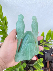 Statue de paire de perroquets en aventurine verte naturelle sculptée à la main, 6 pouces, sculpture en cristal, décoration d'intérieur, fournisseur en gros OEM ODM - Product Image 4