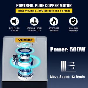 AC1400 3100LBS motore elettrico Per cancello scorrevole Per vialetto 40ft Per Min velocità di movimento 2 telecomandi Kit di sicurezza - Product Image 3