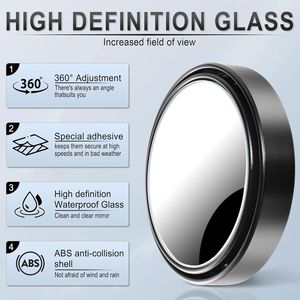 2 Pezzi Specchietto Convesso Rotondo per Punti Ciechi, Vetro HD, Alloggiamento in ABS, Specchietto Retrovisore Grandangolare Regolabile Universale per Auto - Product Image 3