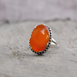 Anillo midi de cornalina, plata 925, hecho a mano, anillo llamativo para mujer, regalo de cumpleaños o aniversario hecho a mano para ella - Product Image 5