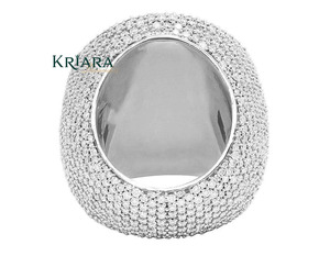 Bague de cocktail en argent 925 avec moissanite, taille brillant rond, sertissage pavé, forme boule de luxe, unisexe, pour mariage - Product Image 4