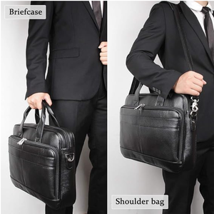 Maletín de cuero de grano completo para hombre de 14 pulgadas, bolso de negocios para portátil de cuero genuino con cremallera YKK, bolso de viaje profesional - Product Image 2
