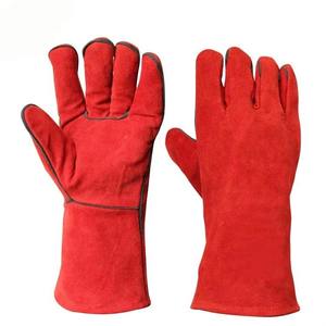 Guantes de Soldadura de Cuero Resistentes al Calor Personalizados con Forro de Algodón, Guantes Largos Resistentes al Fuego para Barbacoa, Horno y Soldadura de Alta Resistencia - Product Image 1