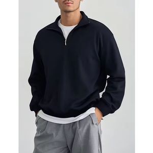 Custom <b>Men's</b> <b>Turtleneck</b> Half Zip Sweatshirt 100% Cotton Plus Size Drop Shoulder Quarter Zip Blank Sweatshirt <b>for</b> <b>Men</b> - Product Image 1