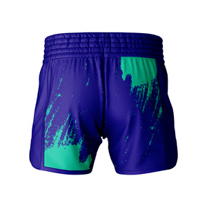 Shorts d'arts martiaux mixtes personnalisés 2026 les plus vendus, imprimé violet-vert, séchage rapide, polyester, coupe classique, taille adulte - Product Image 2