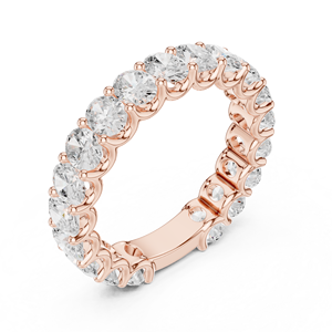 Bague d'éternité en or rose avec diamants taille ovale, alliance de luxe, bijoux fins pour femme, bague de fiançailles - Product Image 1