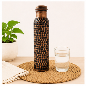 Bouteille d'eau artisanale en cuivre pur, écologique, bienfaits ayurvédiques, gobelet martelé à la main, anti-fuite, pour la salle de sport - Product Image 2