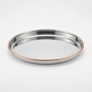 Bandeja Ovalada de Cobre Amara con Borde de Cobre Espejado SS202 Hecha a Mano, 36 cm, Bandeja de Hierro para Servir, Decoración del Hogar, Hoteles y Bodas - Product Image 3