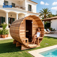 Sauna extérieur haut de gamme du Portugal avec véranda intégrée, en cèdre rouge monobloc, certifié ETL, contrôlé par Wi-Fi, pour le bien-être