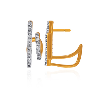 Twin Beam Diamond <b>Stud</b> <b>Earrings</b> Round Brilliant Cut Natural Diamond Minimalist Women's Everyday Wear Jewelry - Product Image 4