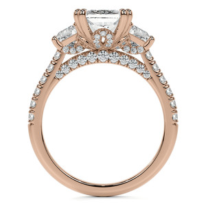 Anillo de compromiso de oro con diamante de laboratorio de lujo, certificado IGI, corte radiante trapezoidal, de tres piedras, para mujer - Product Image 4