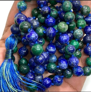 Collier Mala en Azurite Naturelle avec Perles de 8 mm, Pendentif à Thème Bouddhiste, Artisanat de Perles, Bijoux en Pierres Semi-Précieuses - Product Image 3