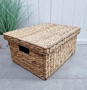 Cesta rectangular de jacinto de agua con tapa, tejida con hierba marina, cesta de almacenamiento hecha a mano, venta al por mayor, ecológica, hecha en Vietnam - Product Image 5