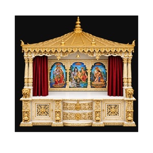 Mandir de prière hindou en bois massif sculpté à la main, style palais Maharaja, artisanat népalais, pour la maison, unité de prière en bois massif, Royaume-Uni - Product Image 1