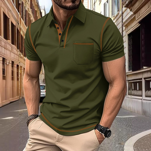 Men's Casual <b>T</b> <b>Shirts</b> Factory 1/4 Button <b>Collar</b> Leisure Style Shorts Sleeve <b>T</b> <b>Shirts</b> for Men - Product Image 4
