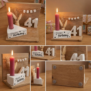 Espositore da Tavolo in Legno per il 50° Compleanno - Punto di Riferimento Dorato - Product Image 3
